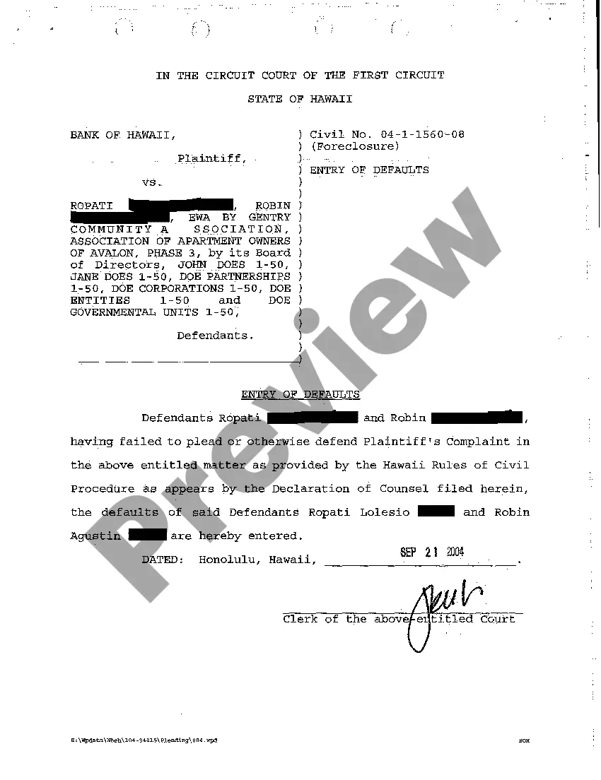 Preview A08 Plaintiff's Request to Clerk to Enter Defaults of Defendant to Complaint