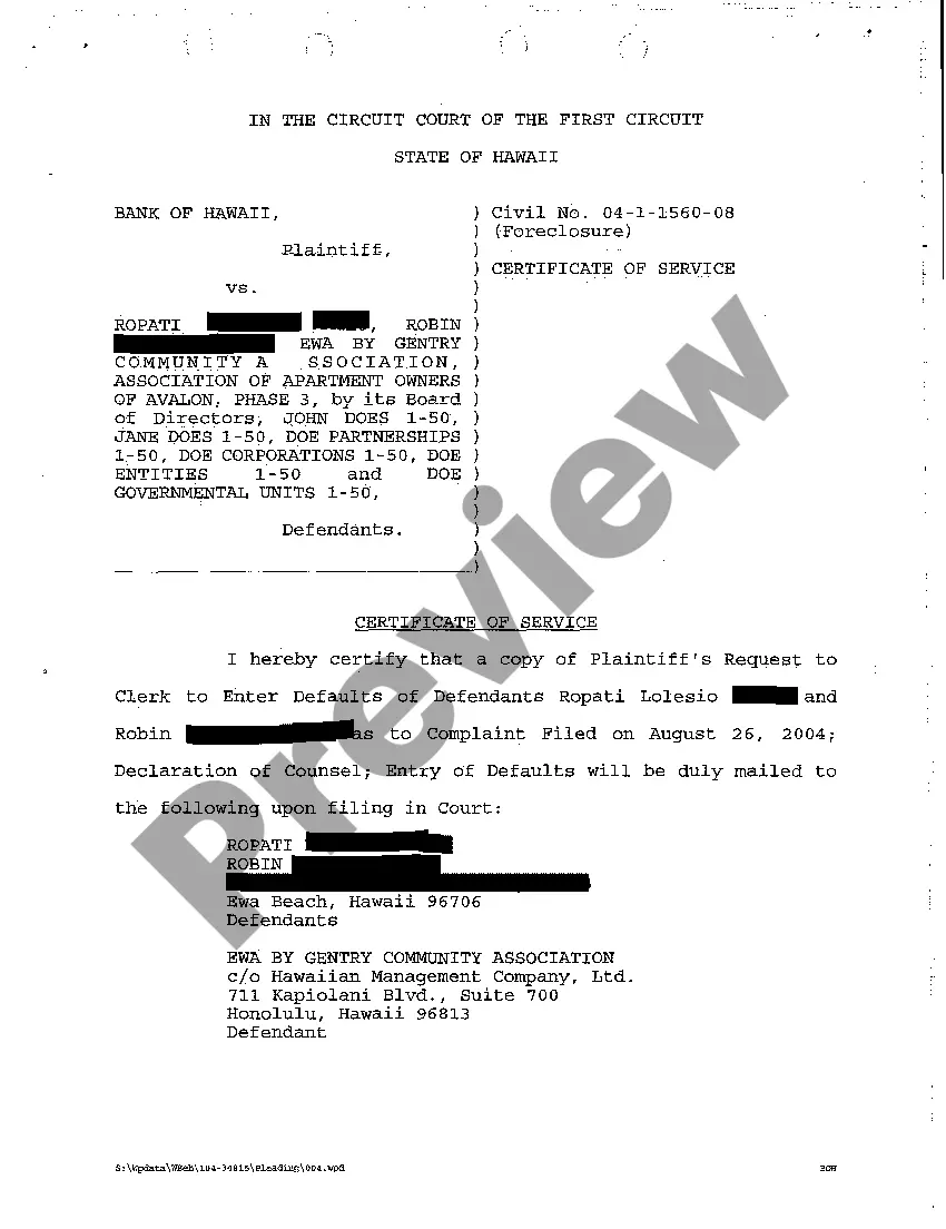 Preview A08 Plaintiff's Request to Clerk to Enter Defaults of Defendant to Complaint