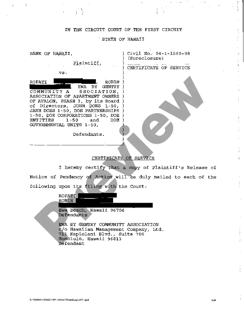 Preview A09 Plaintiff's Release of Notice of Pendency of Action