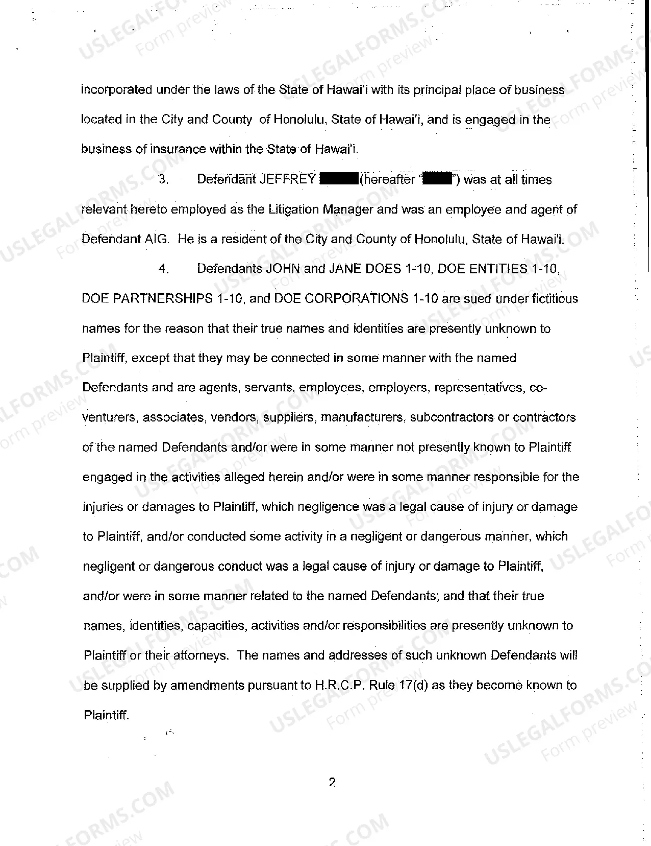 Preview A02 Complaint for Declaratory and Injunctive Relief and Damages