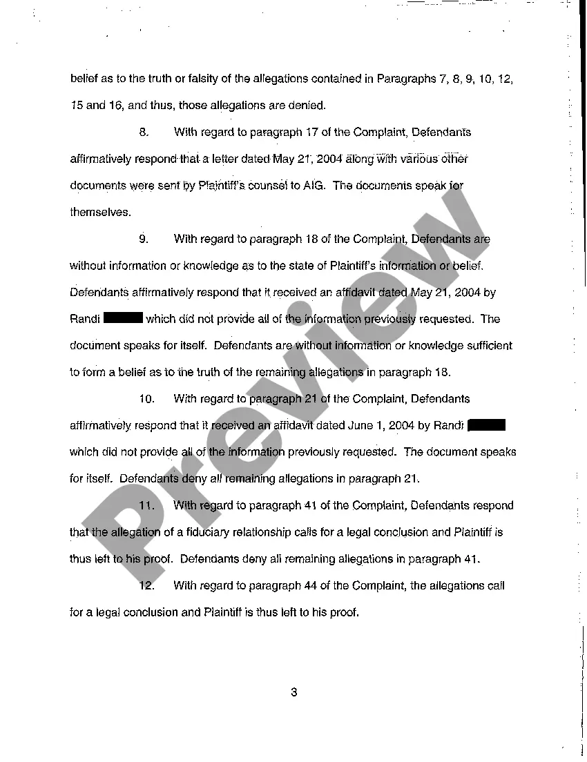Get A04 Defendant's Answer to Complaint Preview A04 Defendant's Answer to Complaint