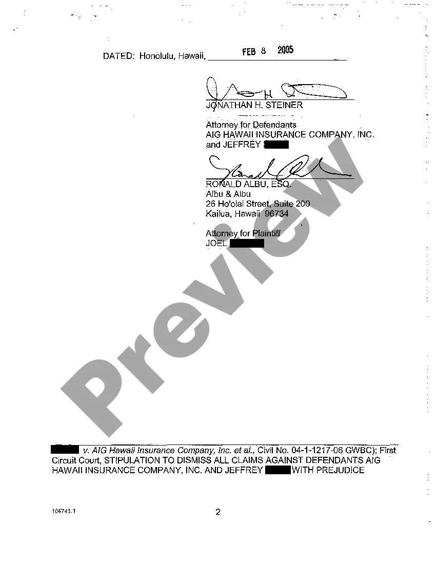 Preview A06 Stipulation to Dismiss all Claims Against Defendants with Prejudice