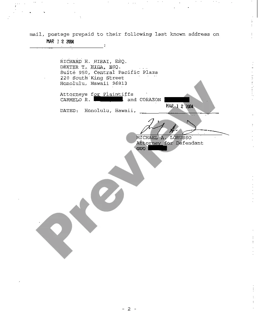 Preview A05 Certificate of Service Re Defendant's First Request for Answers to Interrogatories to Plaintiff