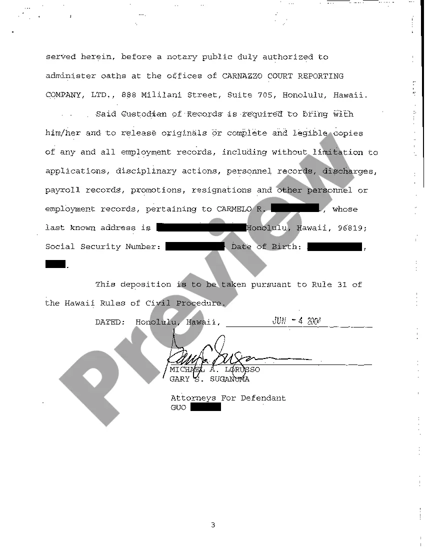 Preview A09 Notice of Taking Deposition Upon Written Questions, Questions, and Certificate of Service