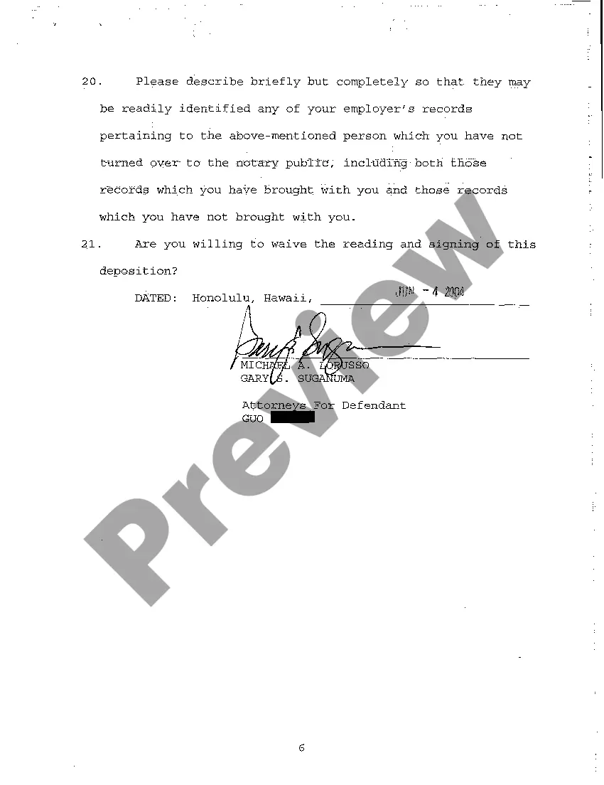 Preview A09 Notice of Taking Deposition Upon Written Questions, Questions, and Certificate of Service