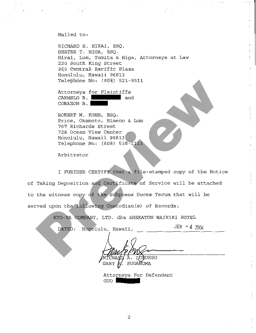 Preview A09 Notice of Taking Deposition Upon Written Questions, Questions, and Certificate of Service