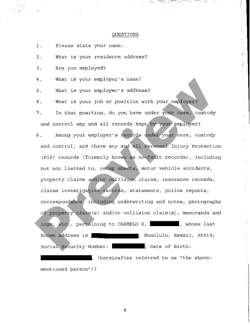 Preview A10 Notice of Taking Deposition Upon Written Questions, Questions and Certificate of Service