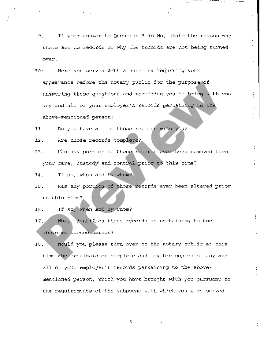 Preview A10 Notice of Taking Deposition Upon Written Questions, Questions and Certificate of Service