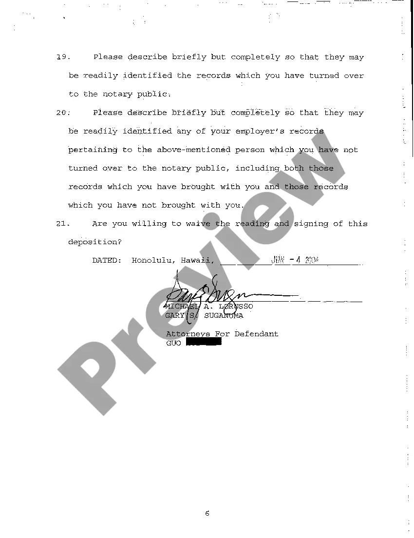 Preview A10 Notice of Taking Deposition Upon Written Questions, Questions and Certificate of Service