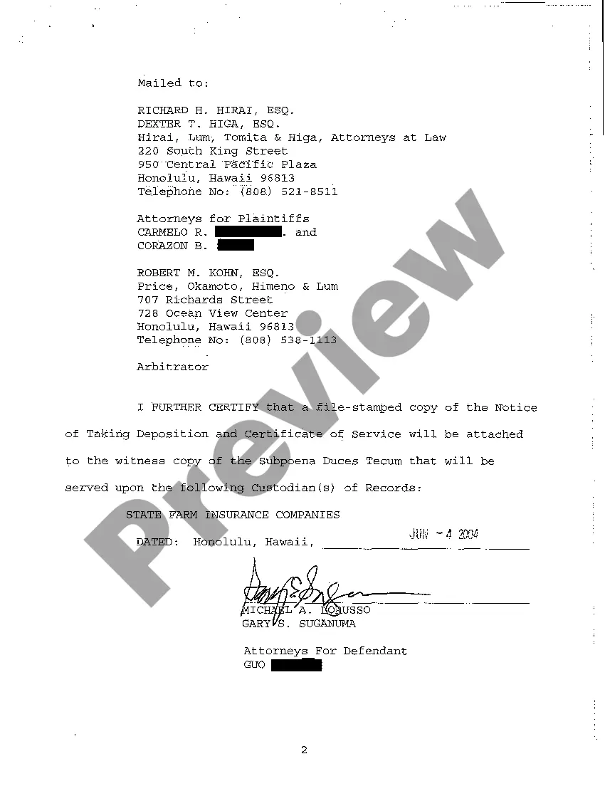 Preview A10 Notice of Taking Deposition Upon Written Questions, Questions and Certificate of Service