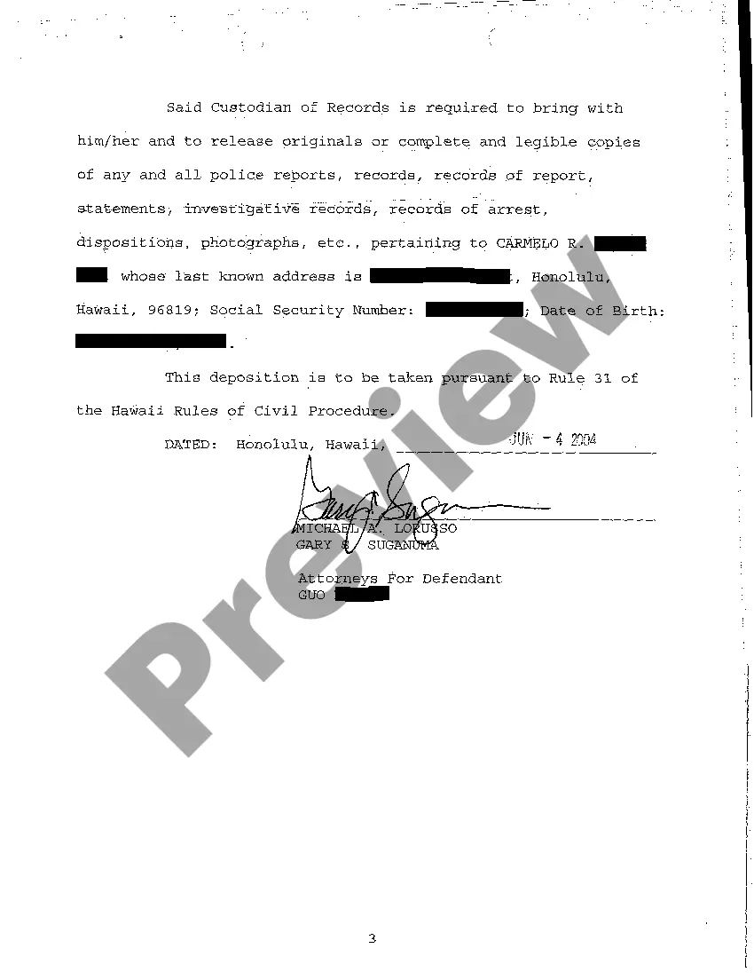 Preview A11 Notice of Taking Deposition Upon Written Questions, Questions and Certificate of Service