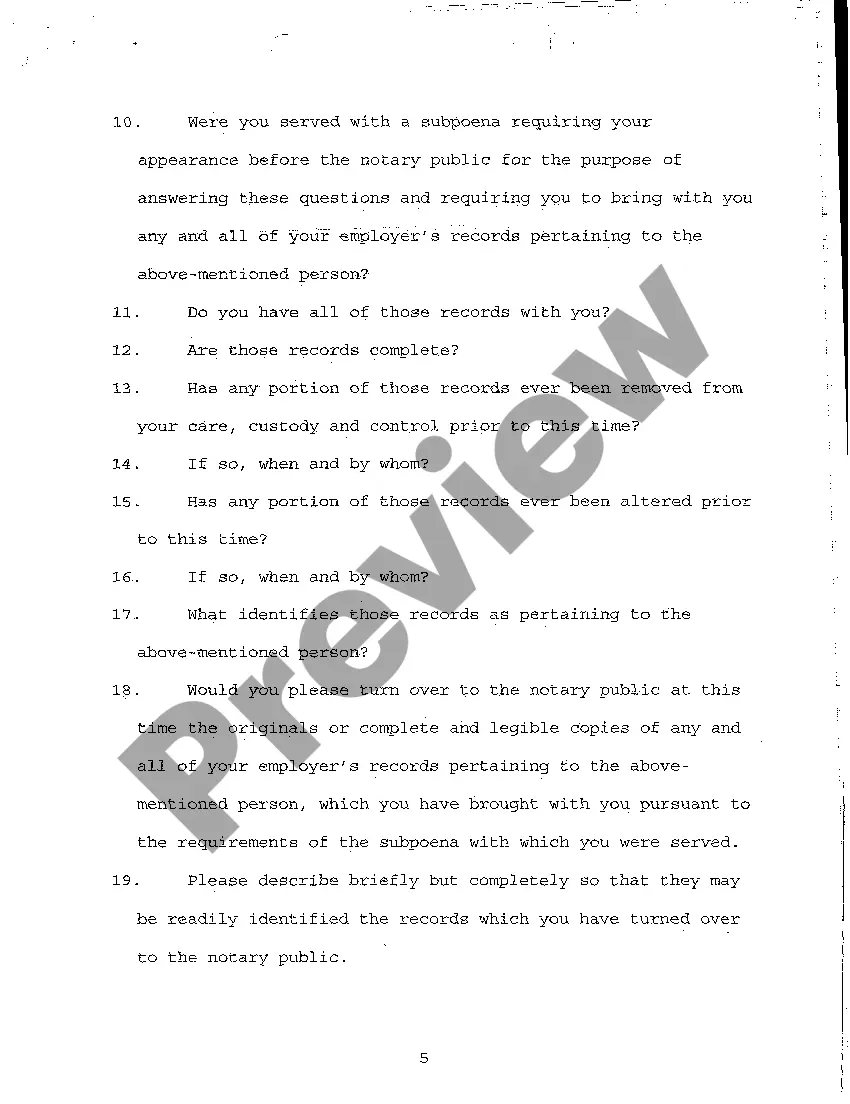 Preview A11 Notice of Taking Deposition Upon Written Questions, Questions and Certificate of Service