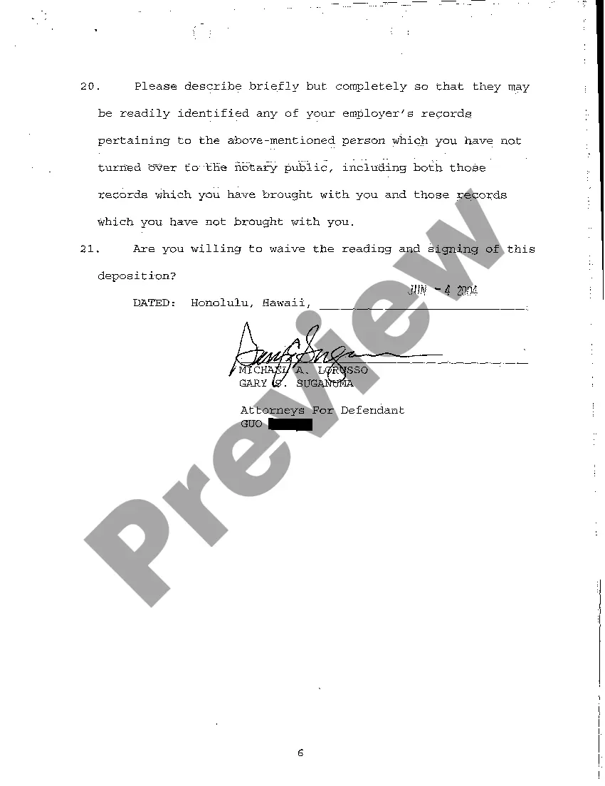 Preview A11 Notice of Taking Deposition Upon Written Questions, Questions and Certificate of Service