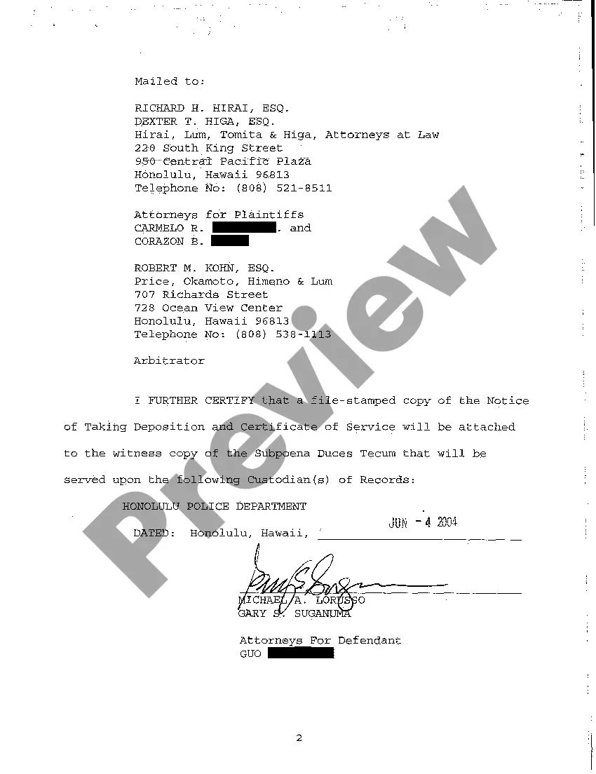 Preview A11 Notice of Taking Deposition Upon Written Questions, Questions and Certificate of Service