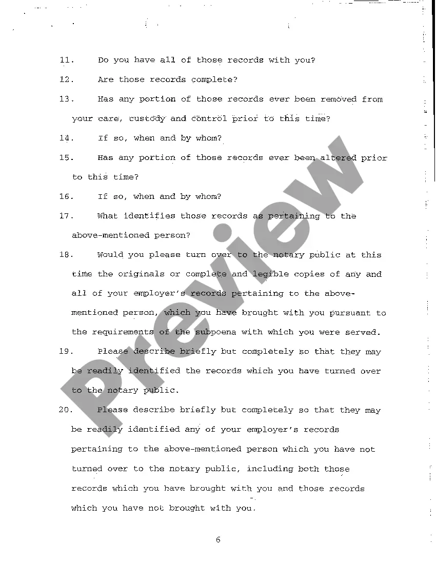 Preview A12 Notice of Taking Deposition Upon Written Questions, Questions and Certificate of Service