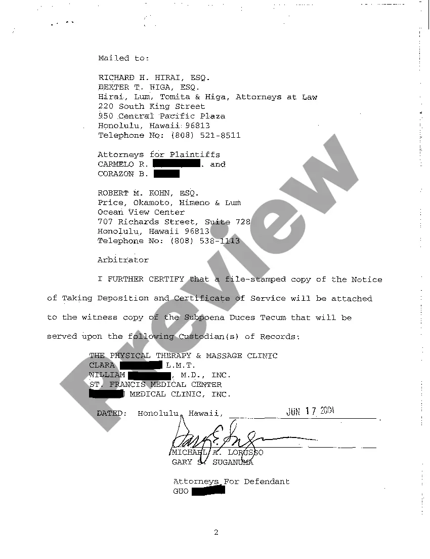 Preview A12 Notice of Taking Deposition Upon Written Questions, Questions and Certificate of Service