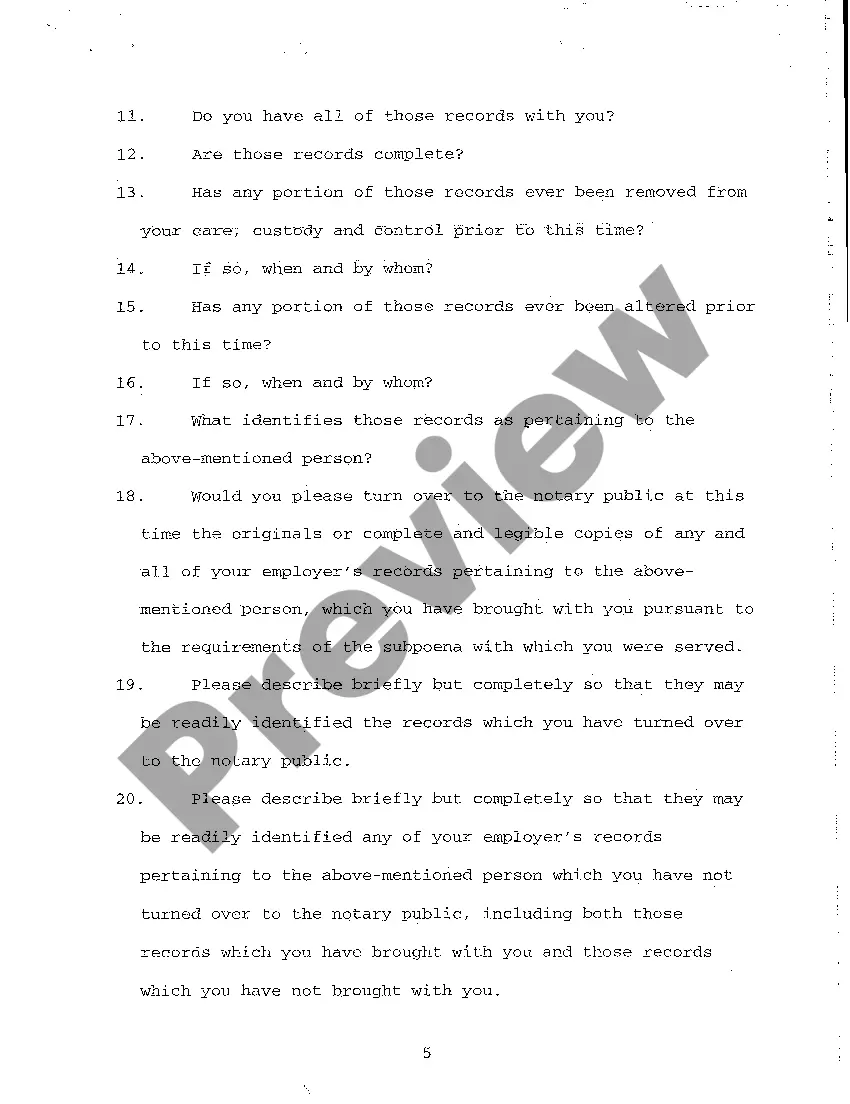 Preview A13 Notice of Taking Deposition Upon Written Questions, Questions and Certificate of Service