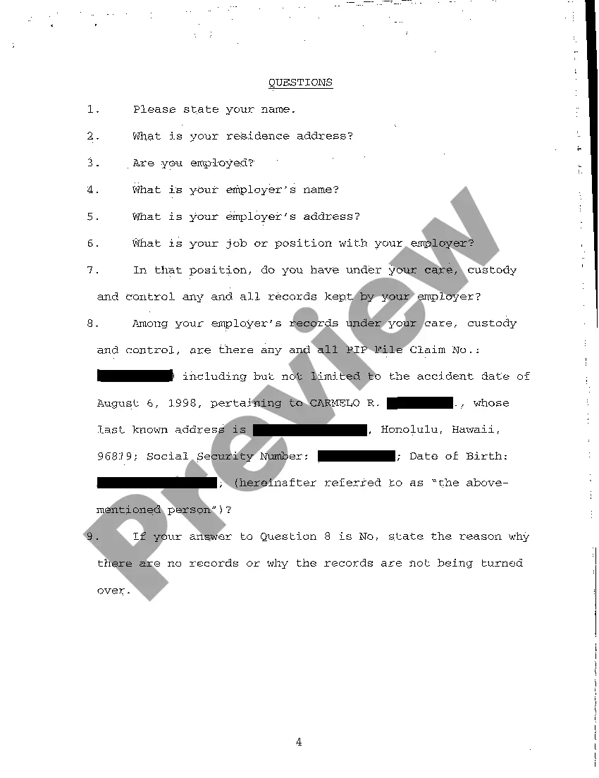Preview A14 Notice of Taking Deposition Upon Written Questions, Questions and Certificate of Service