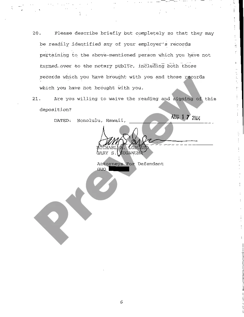 Preview A14 Notice of Taking Deposition Upon Written Questions, Questions and Certificate of Service