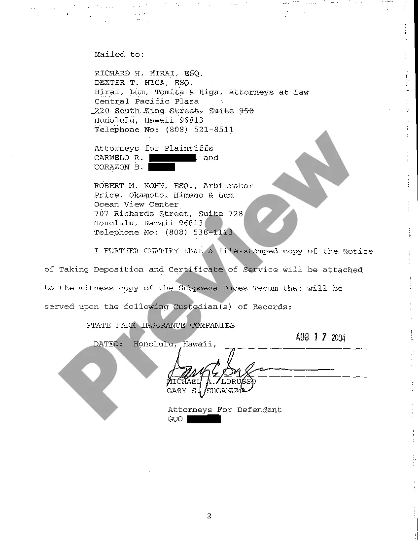 Preview A14 Notice of Taking Deposition Upon Written Questions, Questions and Certificate of Service