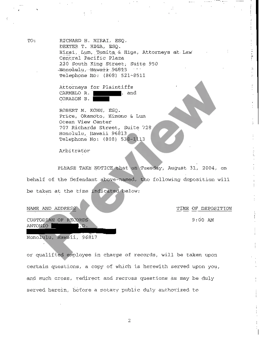 Get A15 Notice of Taking Deposition Upon Written Questions, Questions and Certificate of Service Preview A15 Notice of Taking Deposition Upon Written Questions, Questions and Certificate of Service