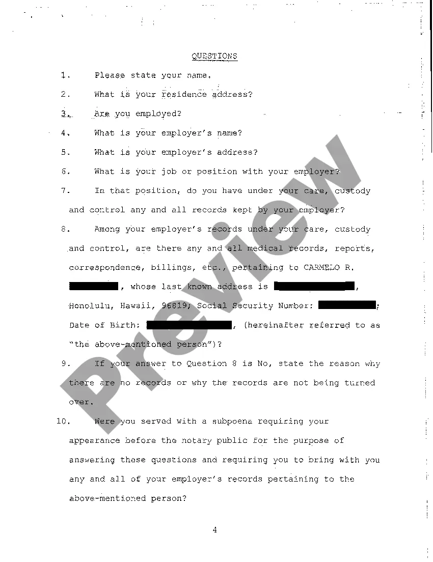 Get A15 Notice of Taking Deposition Upon Written Questions, Questions and Certificate of Service Preview A15 Notice of Taking Deposition Upon Written Questions, Questions and Certificate of Service