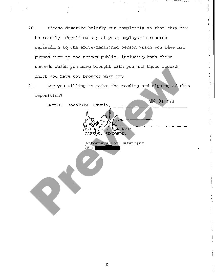 Preview A16 Notice of Taking Deposition Upon Written Questions, Questions and Certificate of Service