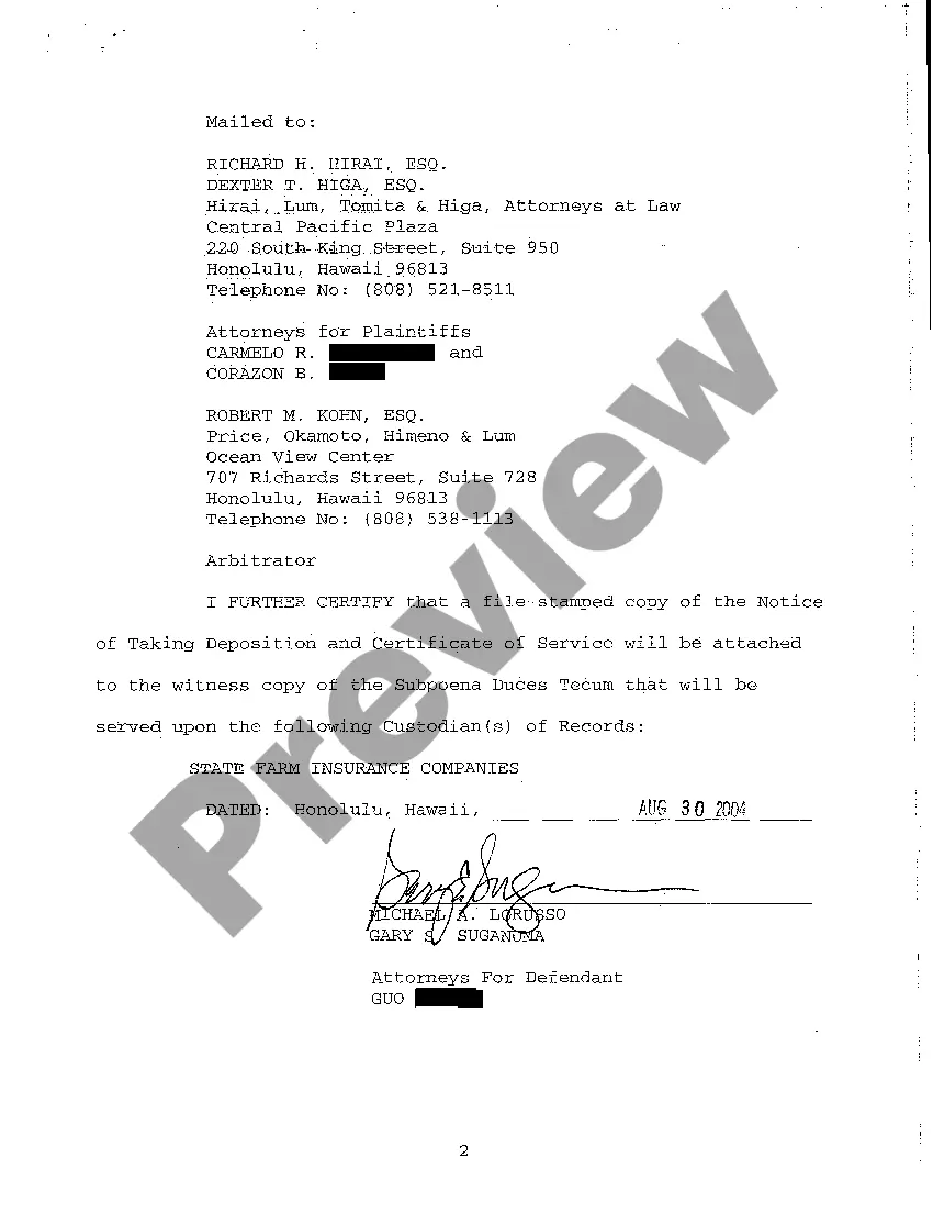 Preview A16 Notice of Taking Deposition Upon Written Questions, Questions and Certificate of Service