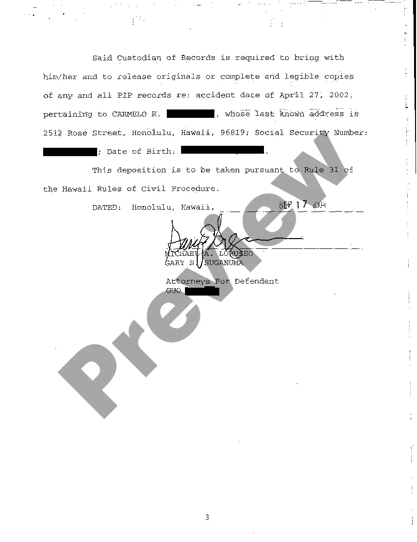 Preview A17 Notice of Taking Deposition Upon Written Questions, Questions and Certificate of Service