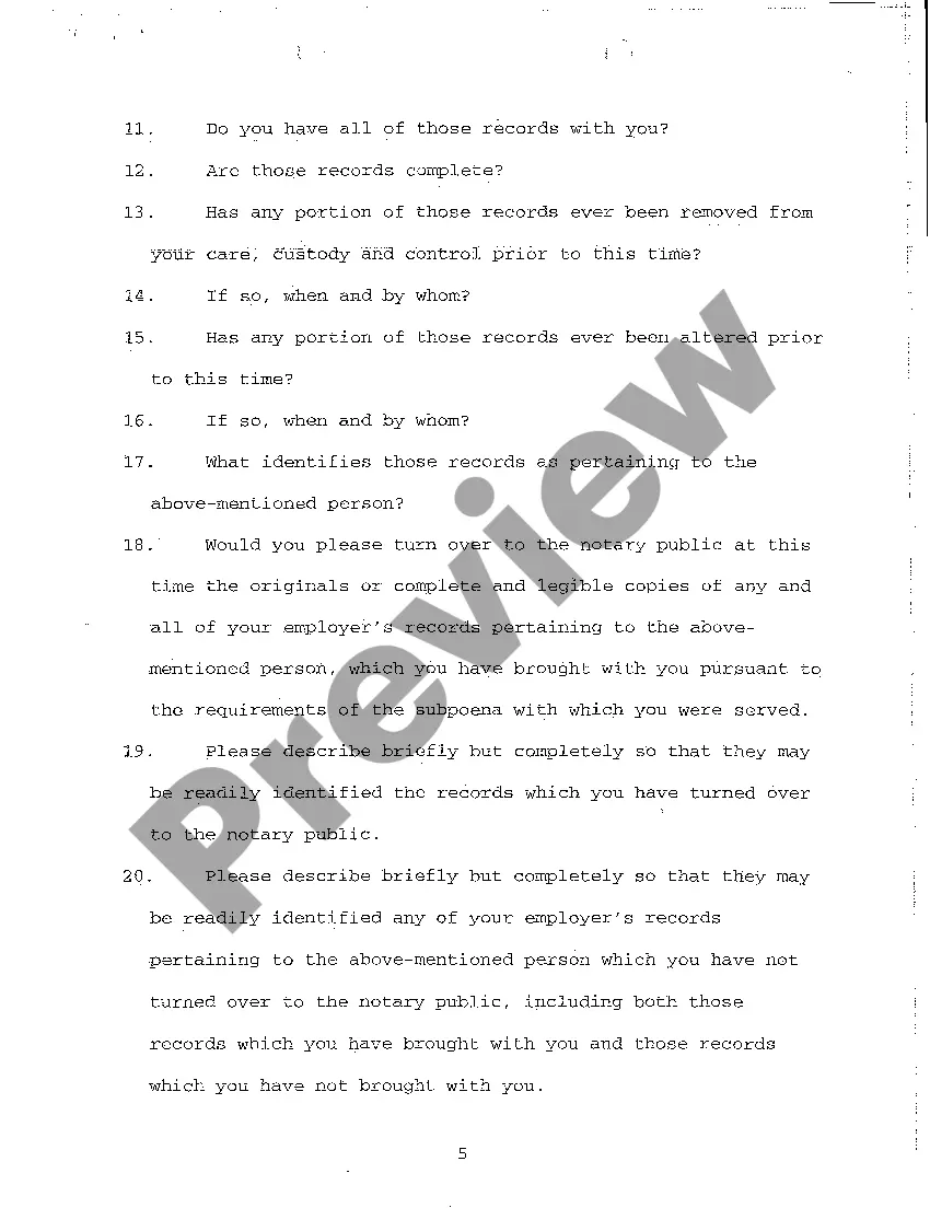 Preview A17 Notice of Taking Deposition Upon Written Questions, Questions and Certificate of Service