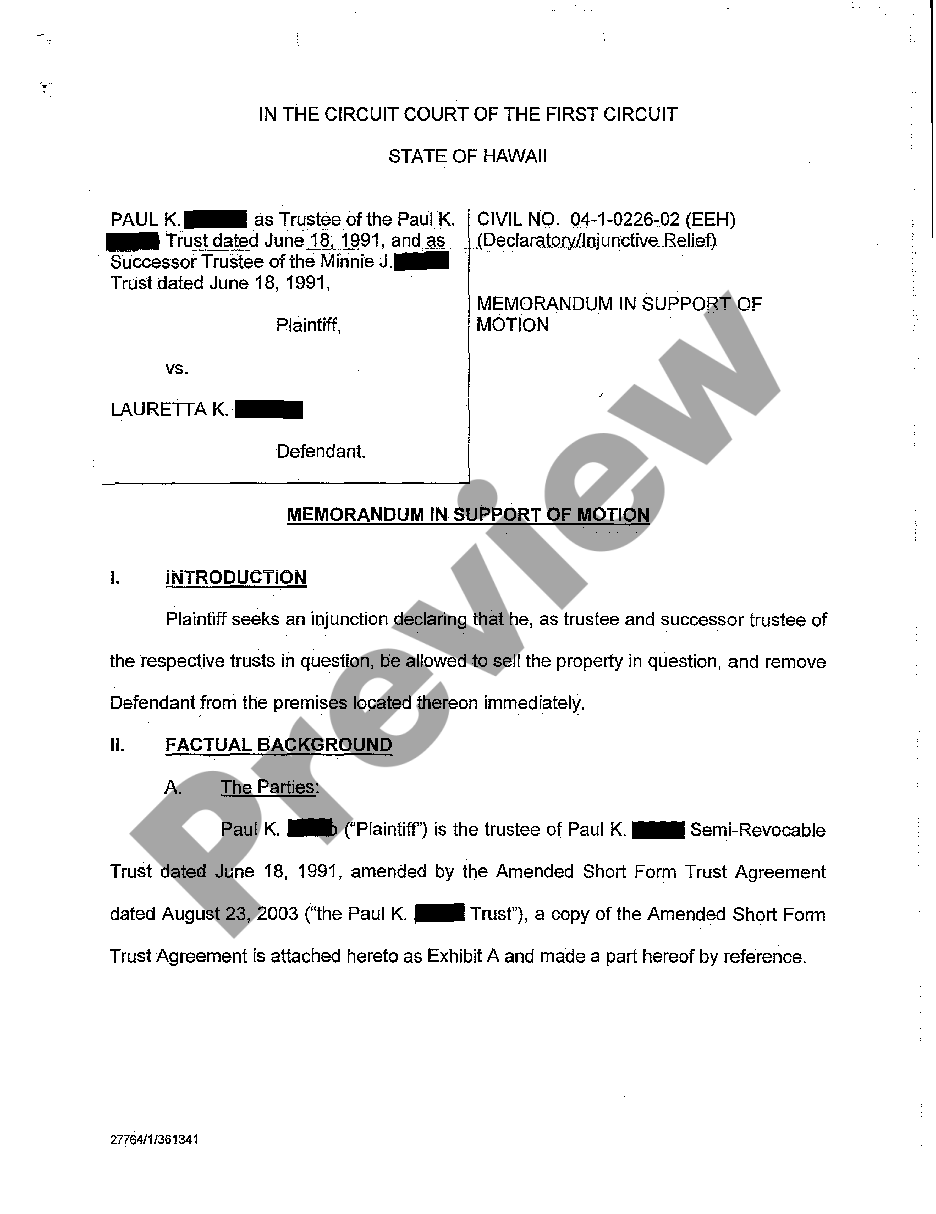 Hawaii Plaintiffs Motion For Temporary Restraining Order And For Preliminary Injunction 2595