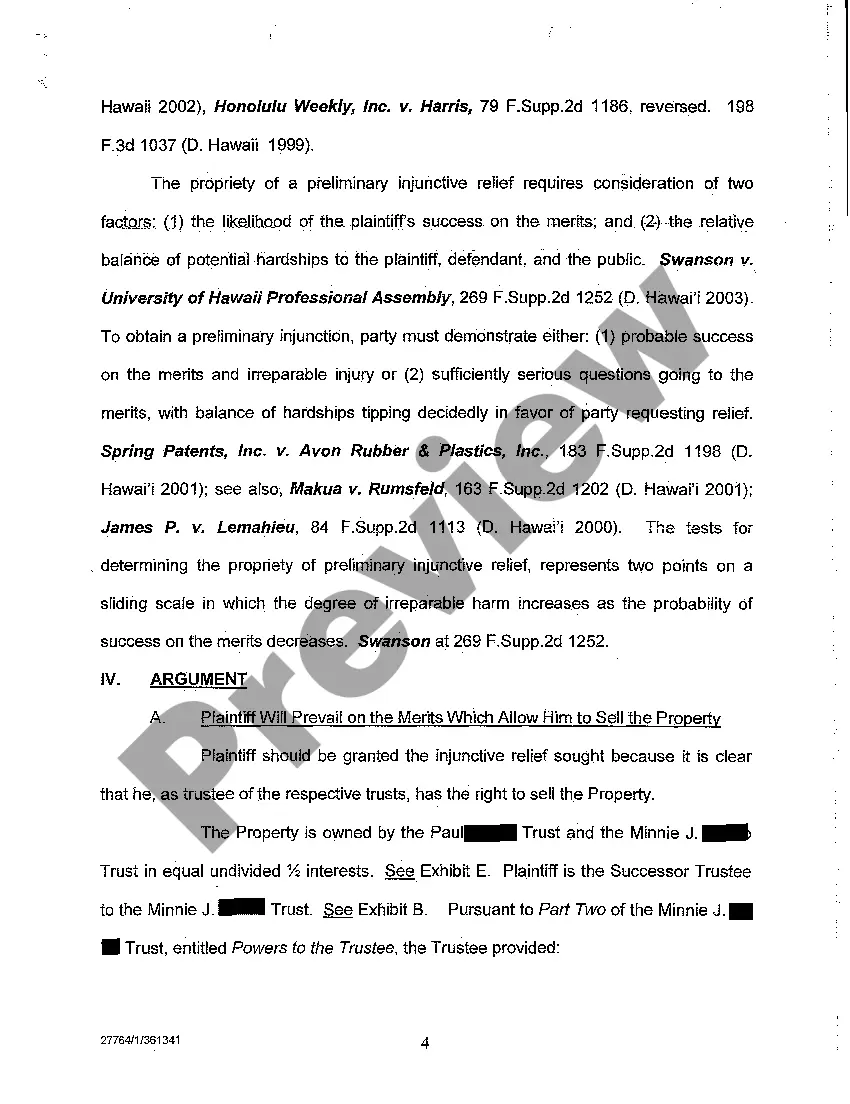 Preview A02 Plaintiff's Motion for Temporary Restraining Order and for Preliminary Injunction