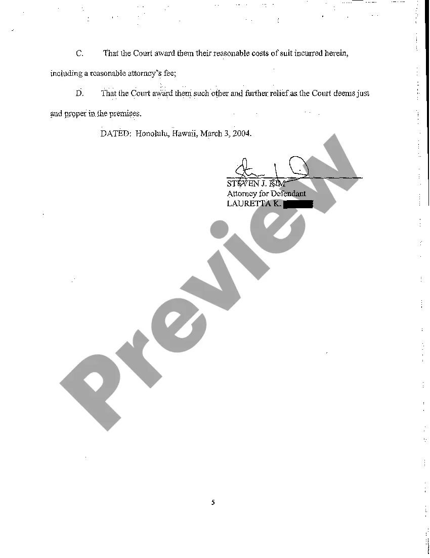 Preview A04 Defendant's Answer to Complaint