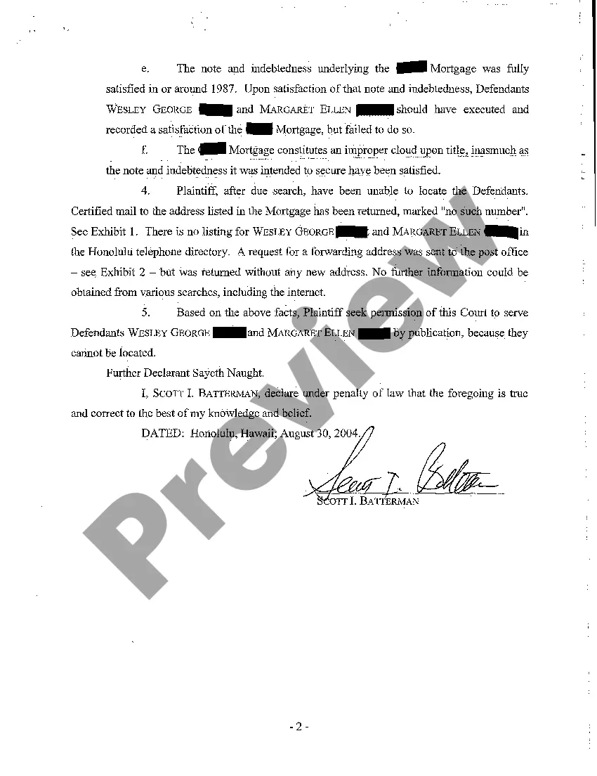 Preview A03 Plaintiff's Ex Parte Motion for Order for Service by Publication