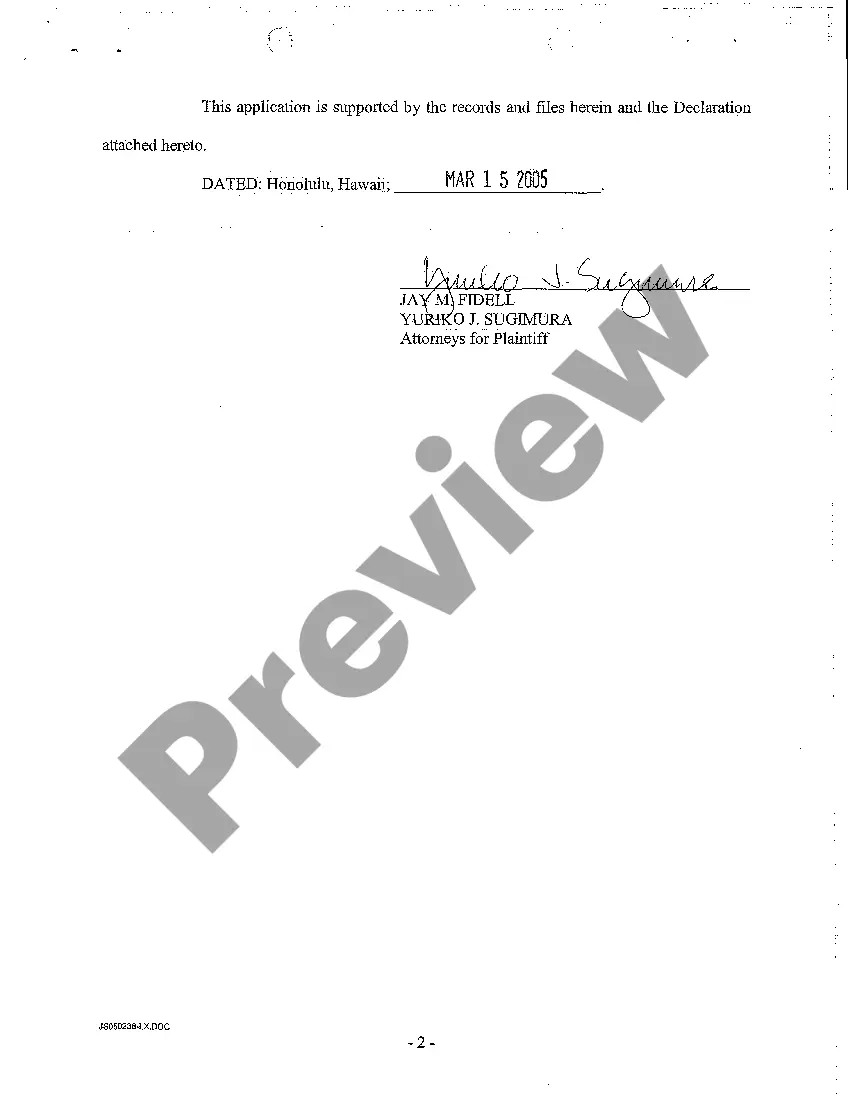 Preview A05 Request to Clerk to Enter Default - Declaration of Counsel - Entry of Default