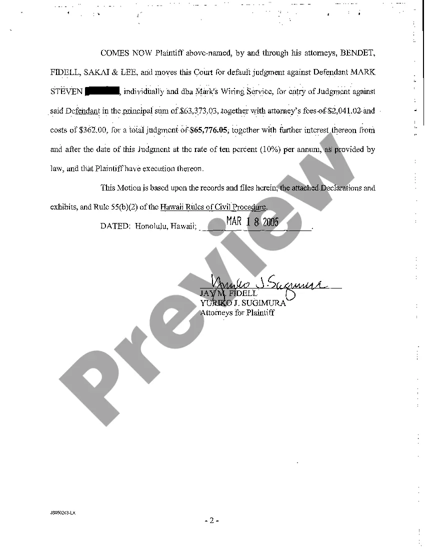 Preview A06 Plaintiff's Motion for Entry of Default Judgment Against Defendant