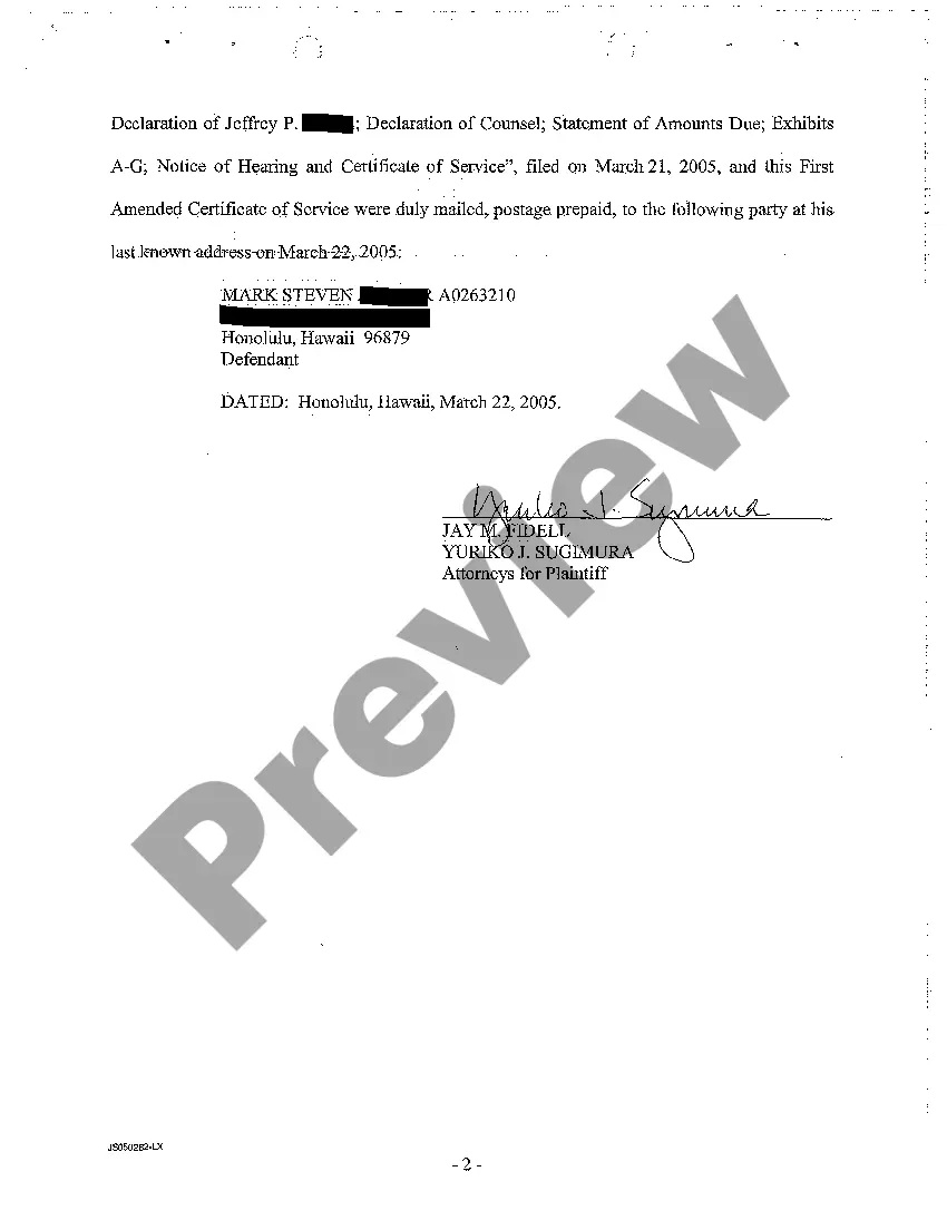 Preview A07 First Amended Certificate of Service of Plaintiff's Motion for Entry of Default Against Defendant