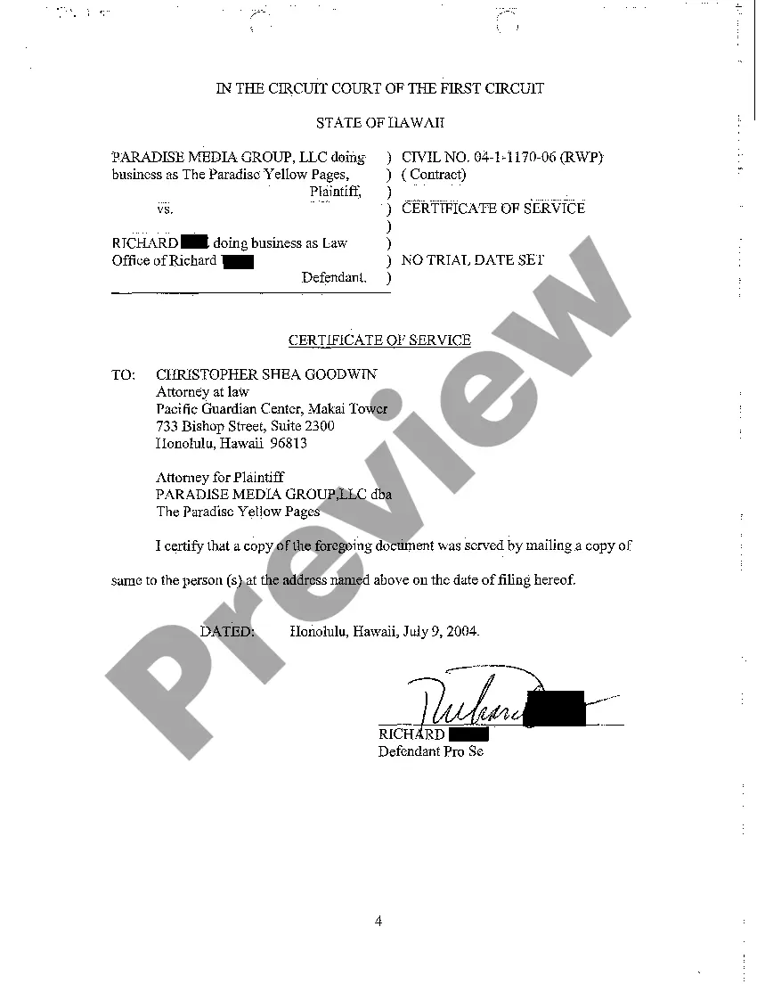 Preview A04 Answer - Certificate of Service