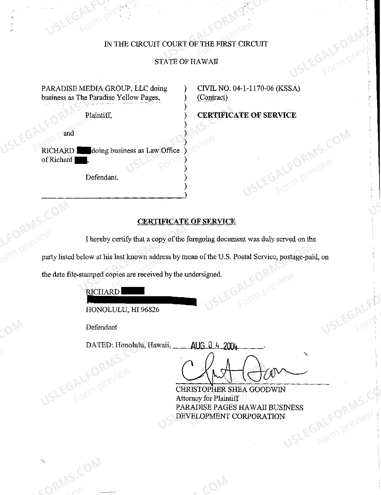 Preview A05 Plaintiff's Motion for Summary Judgment Against Defendant