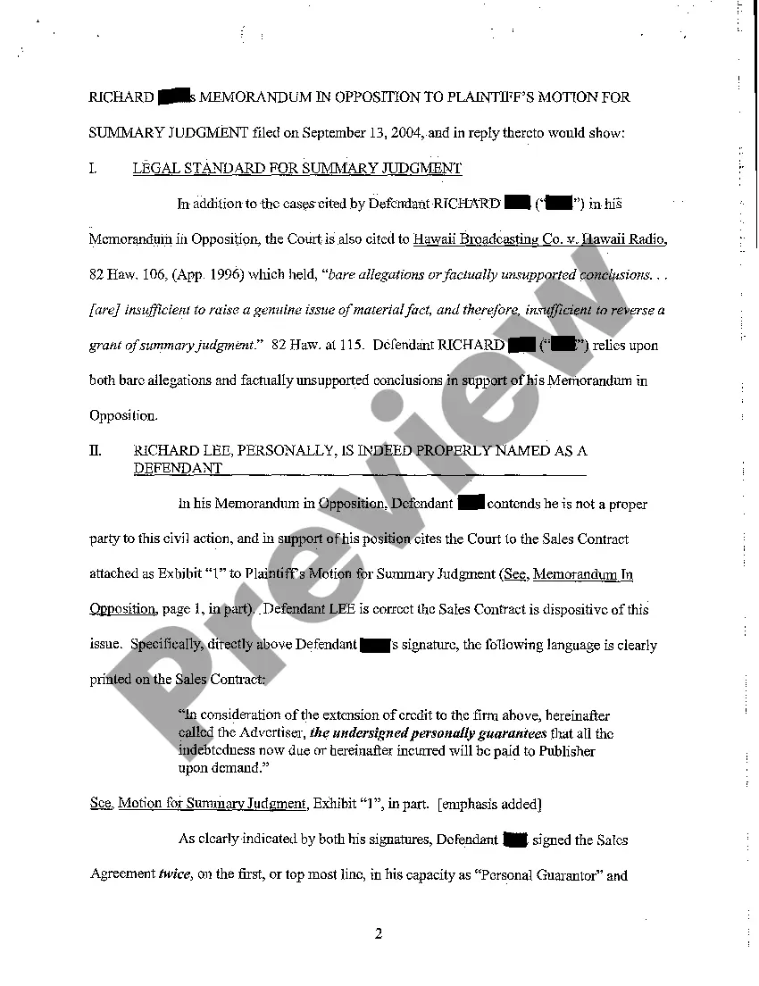 Preview A07 Plaintiff's Reply to Defendant's Memorandum in Opposition to Plaintiff's Motion for Summary Judgment