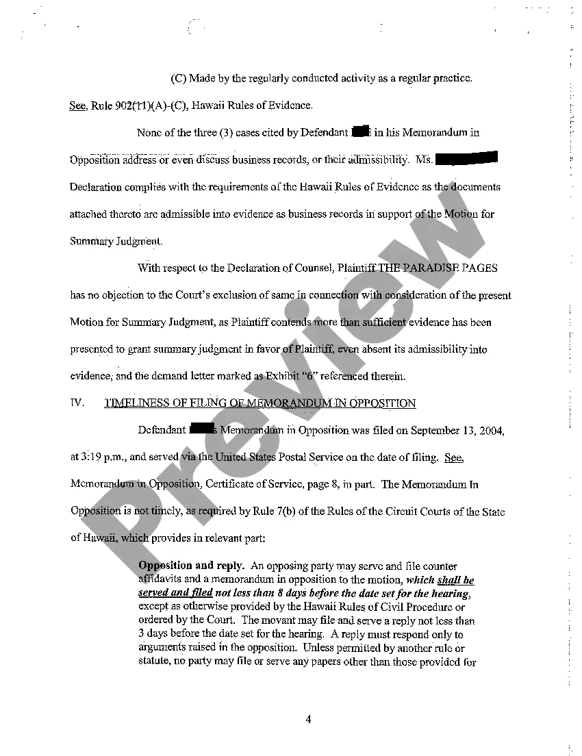 Preview A07 Plaintiff's Reply to Defendant's Memorandum in Opposition to Plaintiff's Motion for Summary Judgment