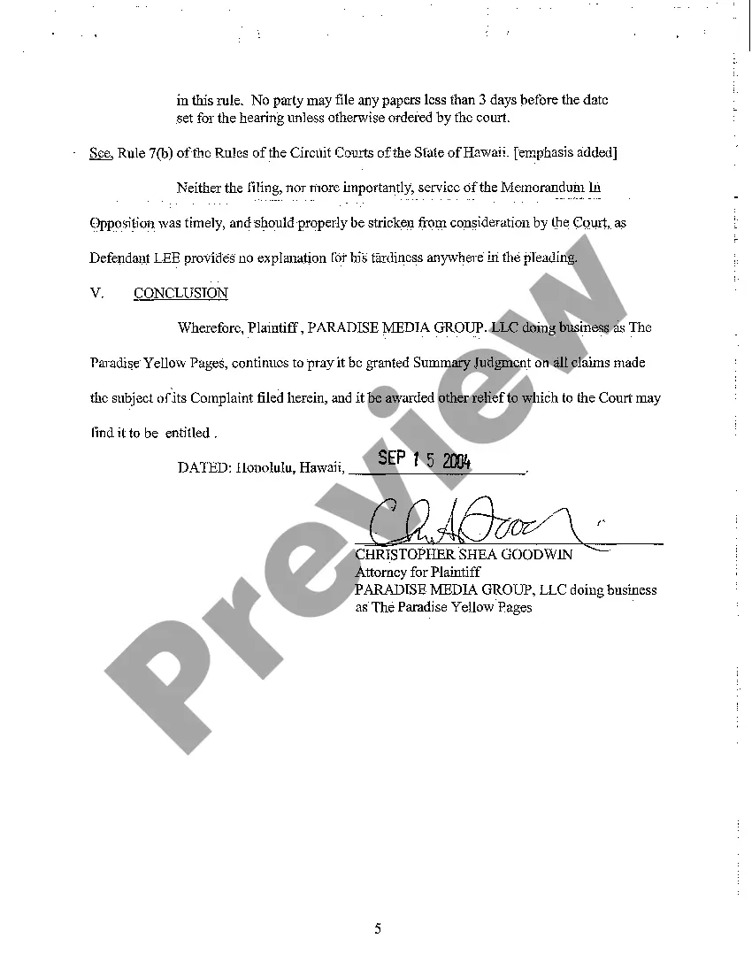 Preview A07 Plaintiff's Reply to Defendant's Memorandum in Opposition to Plaintiff's Motion for Summary Judgment