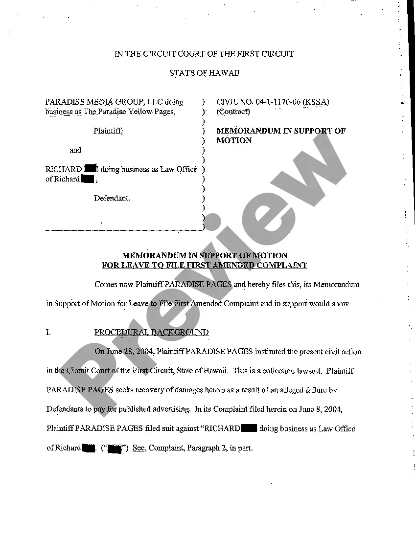 Get A08 Plaintiff's Motion for Leave to File First Amended Complaint Preview A08 Plaintiff's Motion for Leave to File First Amended Complaint