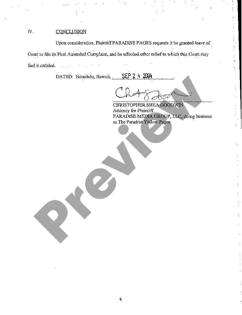 Get A08 Plaintiff's Motion for Leave to File First Amended Complaint Preview A08 Plaintiff's Motion for Leave to File First Amended Complaint