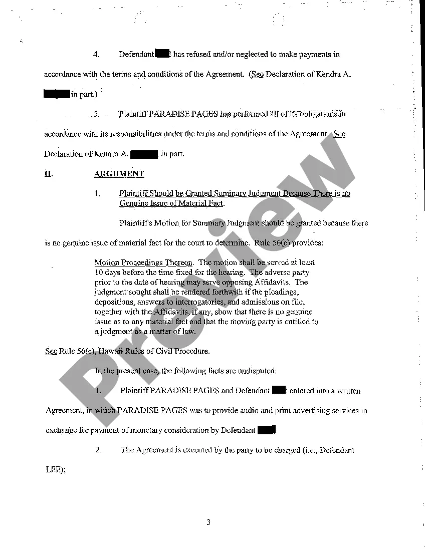 Preview A15 Plaintiff's Motion for Summary Judgment Against Defendant