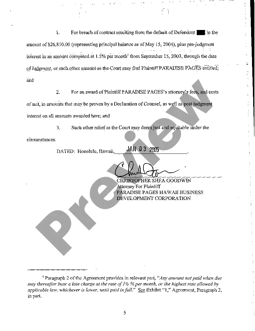 Preview A15 Plaintiff's Motion for Summary Judgment Against Defendant