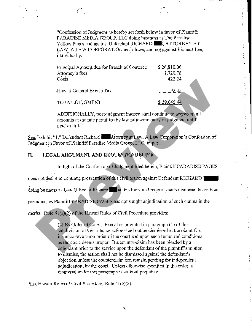 Preview A19 Motion for Dismissal without Prejudice as to Defendant and for Entry of Final Judgment