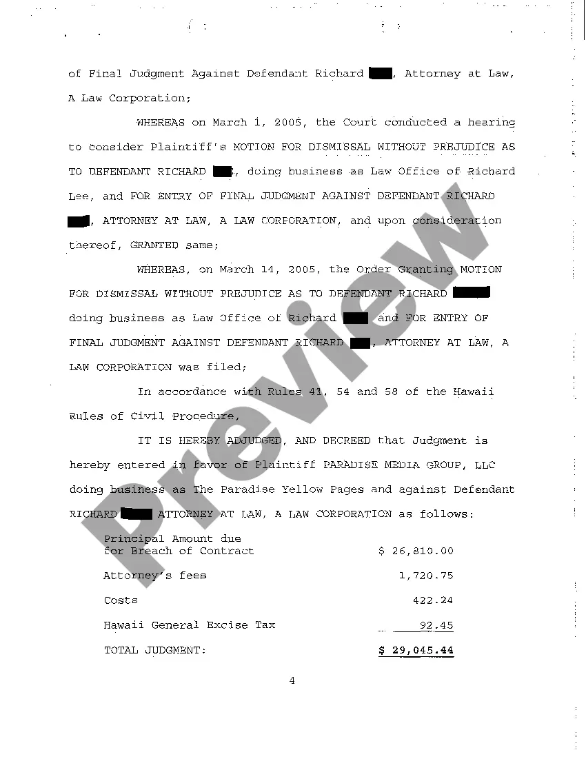 Preview A23 Judgment Against Defendant in Favor of Plaintiff