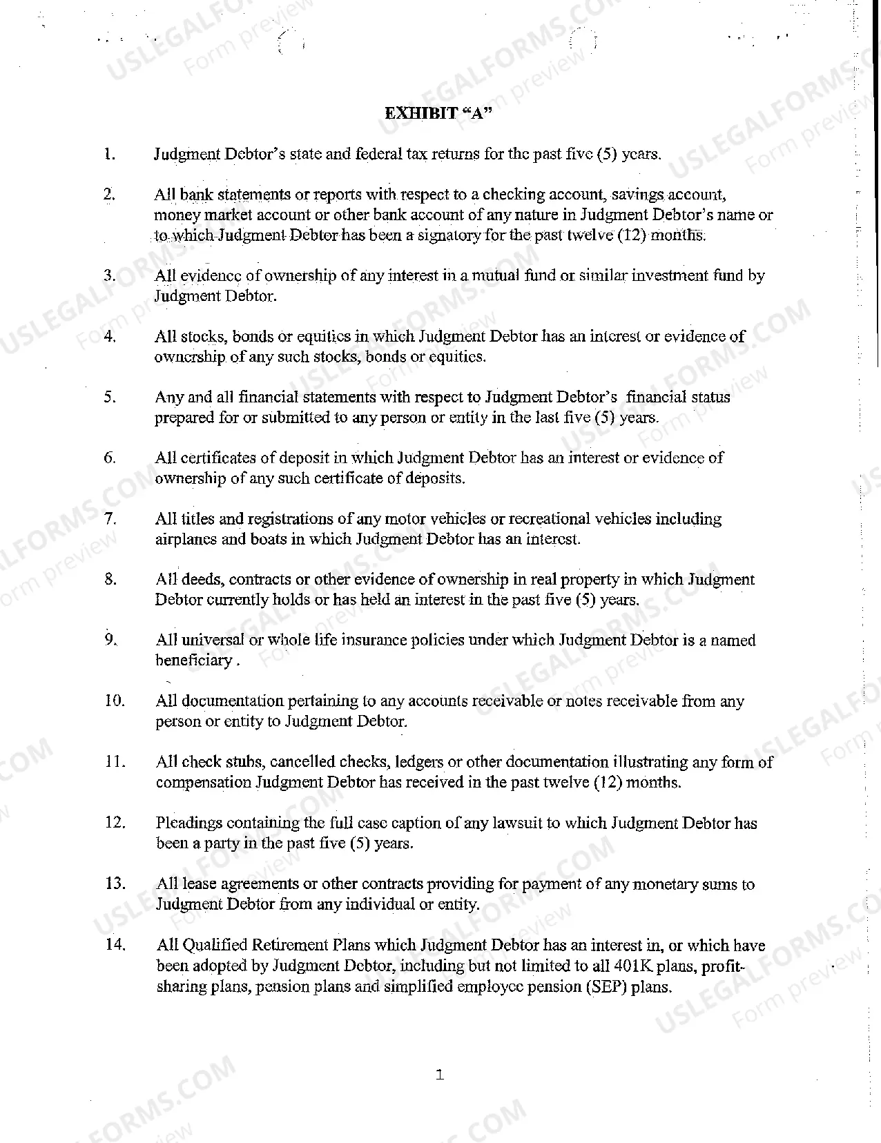 Preview A31 Ex Parte Motion for Examination of Judgment Debtor