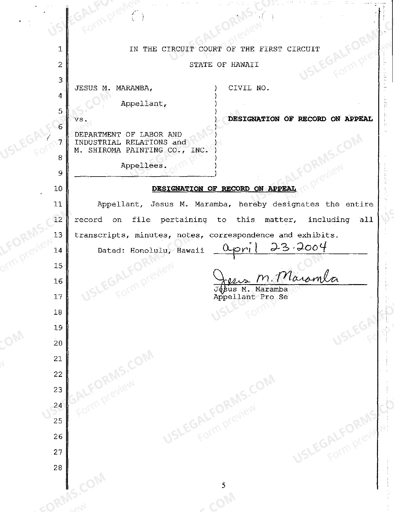 Preview A01 Notice of Appeal to Circuit Court